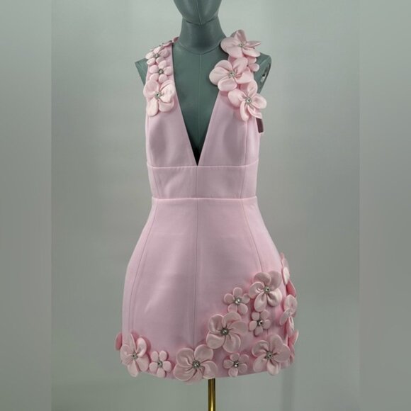 🆕 BRONX & BANCO 🧿 NWOT Estelle Floral Mini Dress, Blush Pink - Sz L US 8 - Picture 13 of 17